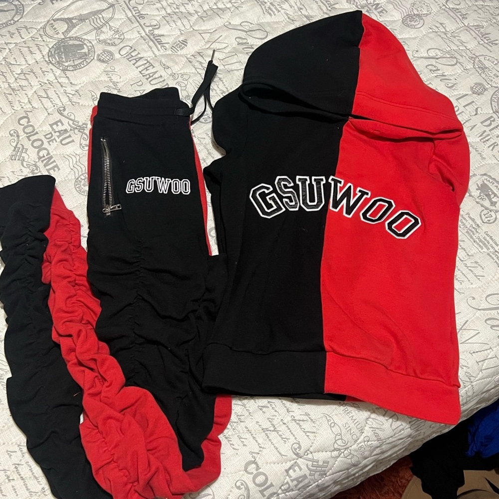 GSUWOO 2 Piece Set (Red & Black Color Combo) Stretch Material Size Medium